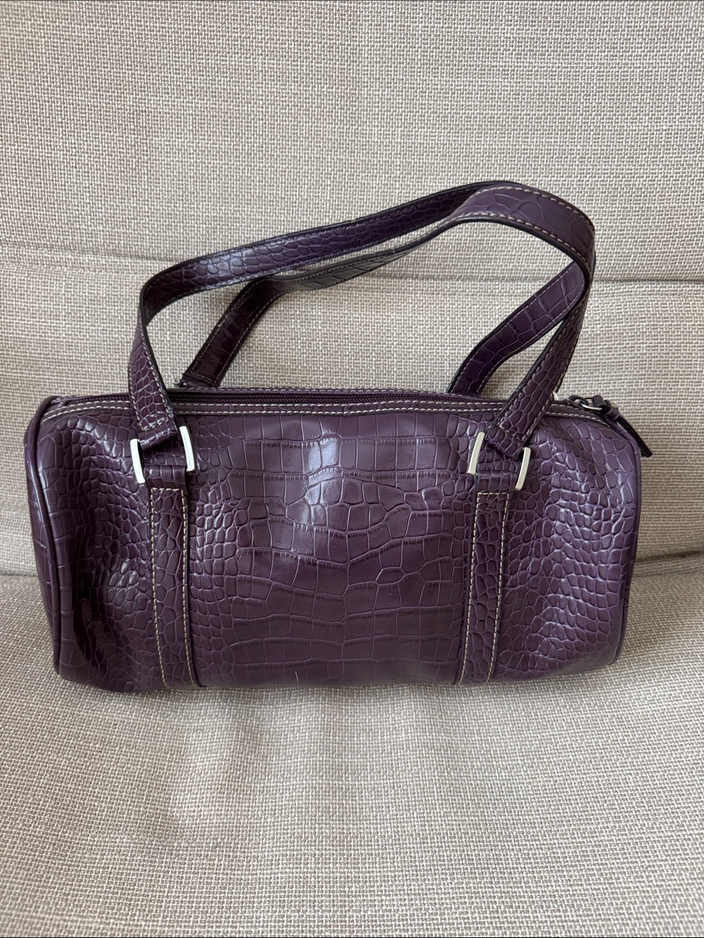 Nine West Plum Croc-Embossed Shoulder Bag